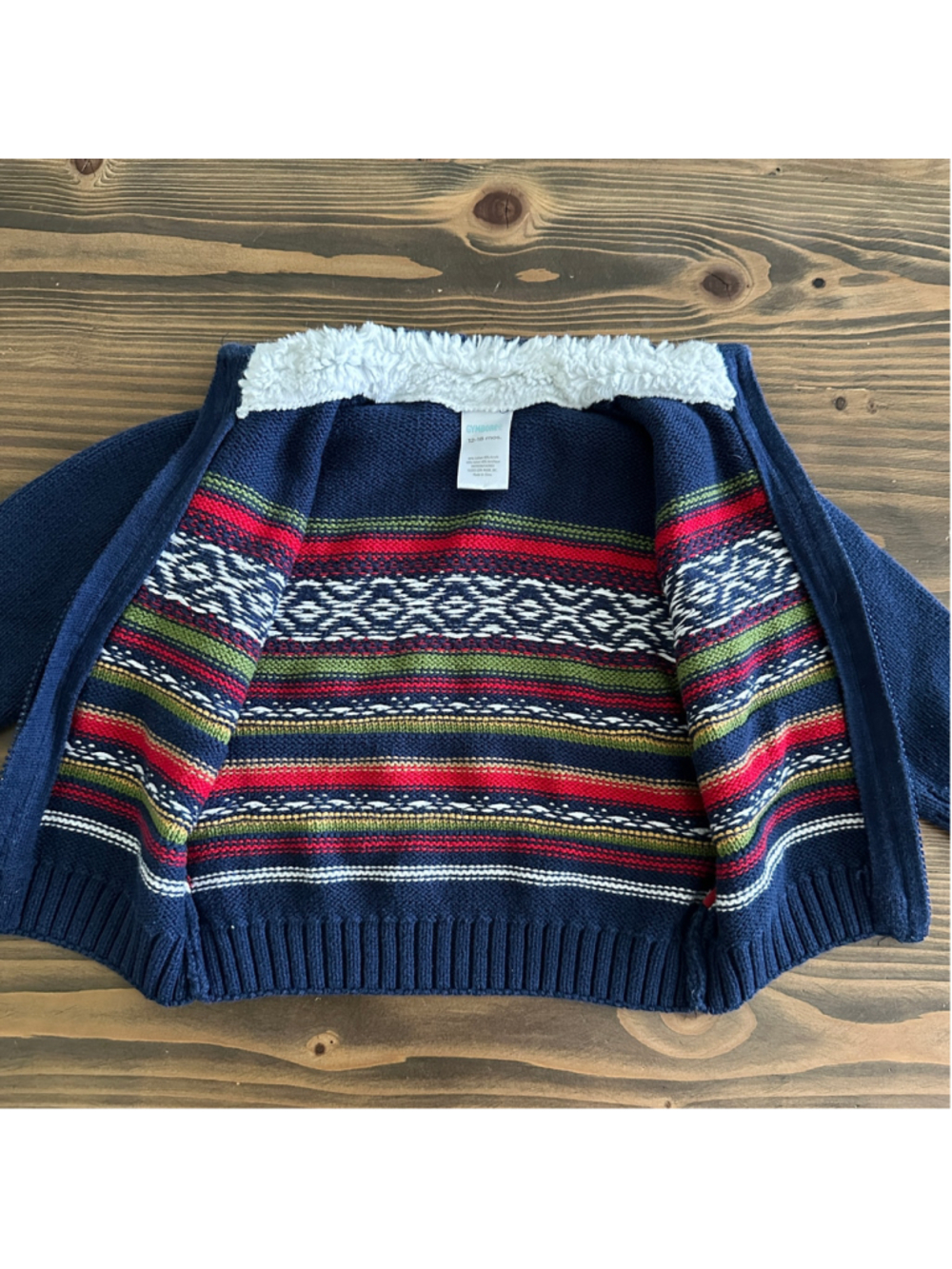 Gymboree Fair Isle Sweater Baby 12-18 Months Navy Full Zip Nordic Knit - Picture 3 of 6